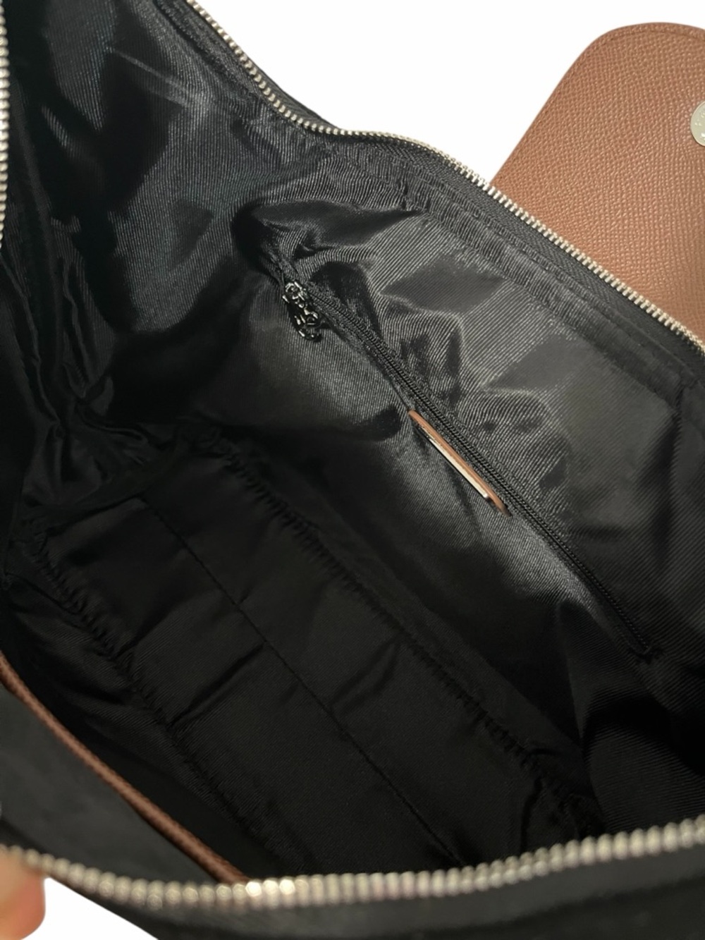 Black Suede 2 Way Bag with Brown Leather Trim and Strap - Picture 10 of 11